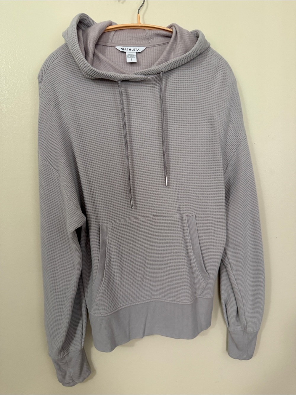 Athleta Women's Waffle-Knit Hoodie in Light Gray